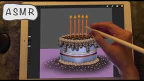 iPad ASMR - Painting a Birthday Cake in Procreate - Close Clicky Whispers