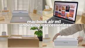 ☁️? macbook air m1 aesthetic unboxing + accessories & setup | space gray