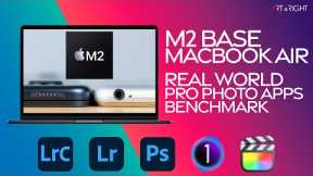 M2 Macbook Air Base Real World Photography Benchmark, vs M1 Air, M2 Macbook Pro