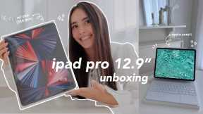 📦 iPad Pro 12.9 M1 chip unboxing  apple pencil 2, magic keyboard + accessories 🌷(asmr & aesthetic)