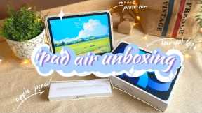 Ipad air 4 Sky blue 2022 asmr unboxing 🌱 [256 gb] + apple pencil + aesthetic study with me