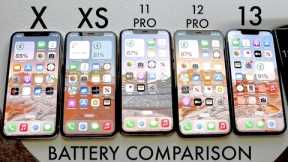 iPhone X Vs iPhone XS Vs iPhone 11 Pro Vs iPhone 12 Pro Vs iPhone 13 Battery Drain Test On iOS 16!