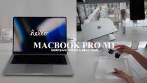 Macbook pro 14 2022 M1 unboxing | set-up & desk tour