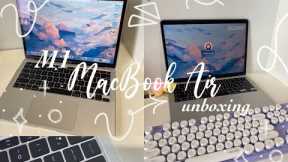unboxing ep. 1 💌💻| aesthetic MacBook Air m1 unboxing + set up + accessories + decorations | silver
