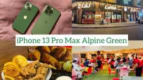 iPhone 13 Pro Max Alpine Green Unboxing || Accessories and Setup || Laffah Restaurant Sharjah