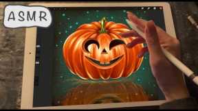 😴ASMR iPad sounds - Teaching you how to paint a Halloween Pumpkin