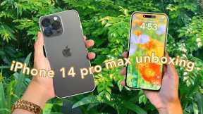 iPhone 14 Pro Max unboxing  (space black) l accessories, camera test, aesthetic customization