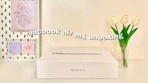 💐💻 macbook air m1 (silver) unboxing 2023 | setup + korean accessories ‧₊˚✩彡