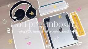 unboxing apple refurbished ipad pro 11’ 2020 + aesthetic customisation + accessories 🍄⭐️🌷