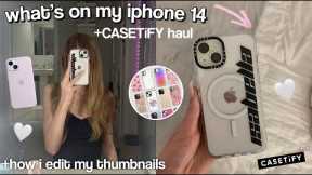 WHATS ON MY IPHONE 14 *CASETiFY unboxing + how i edit my thumbnails 🎧🎀
