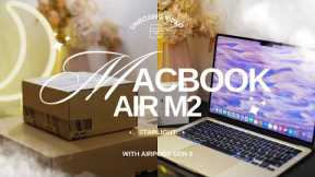 M2 MacBook Air (STARLIGHT) and Airpods gen3 Unboxing