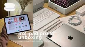 m2 ipad pro 11 unboxing [512GB space grey] 💌 magic keyboard, apple pencil 2, minimalist homescreen