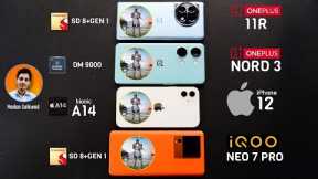 IQOO Neo 7 Pro vs iPhone 12 vs OnePlus Nord 3 vs OnePlus 11R Pubg Test | OnePlus Shocked me 😲