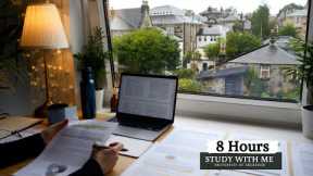 8 HOUR STUDY WITH ME on A RAINY DAY | Background noise, 10 min Break, No music, Study with Merve