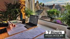 7 HOUR STUDY WITH ME | Background noise, 10 min Break, No music, Study with Merve