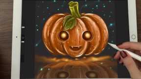 😴 iPad ASMR - 🎃 Teaching you how to paint a Halloween Pumpkin 🧡