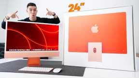 The NEW 24 iMac UNBOXING and SETUP - ORANGE