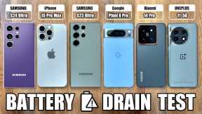 Samsung S24 Ultra vs iPhone 15 Pro Max / Pixel 8 Pro / Xiaomi 14 / OnePlus 11 - BATTERY DRAIN TEST