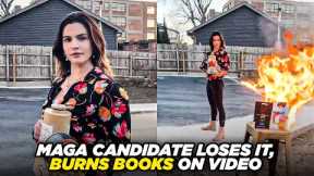 MAGA Candidate Films Herself Burning Books With A Flamethrower