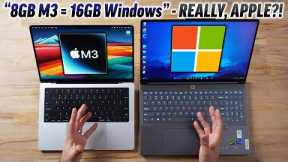8GB M3 Mac vs 16GB Windows PC  - Did Apple LIE to You?!