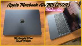 Apple Macbook Air M3 (2024) 13 inch Midnight base model unboxing
