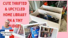 Cute thrifted and upcycled home library on a tiny budget. #diy #frugalliving #upcycling #easter