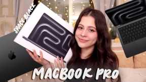 MacBook Pro UNBOXING and setup *space black, m3 pro chip* 💻🖤