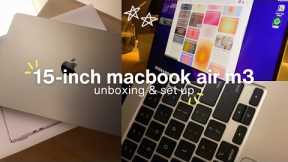 unboxing the 2024 15-inch macbook air (m3 chip) | aesthetic, setup, widgets