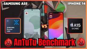 Samsung Galaxy A55 vs iPhone 14 Antutu Comparison | Exynos 1480 vs Apple A15