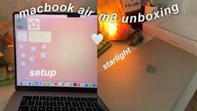 MacBook Air M3 2024 unboxing | 15 inch + Starlight