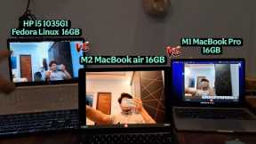 Unboxing MacBook Air M2 (16GB) | vs MacBook Pro M1 & HP i5 Linux Fedora | Real-World Comparison