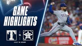Rangers vs. Astros Game Highlights (7/13/25) | MLB Highlights