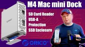 M4 Mac mini Dock With SD Card Reader, SSD Enclosure, USB-A, Stand, & Protection - ORICO MiniPro Dock