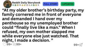 At my older brother’s birthday party, my family cornered me in front of everyone and demanded...!!
