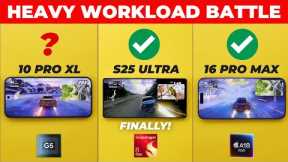Pixel 10 Pro XL vs S25 Ultra vs iPhone 16 Pro Max - Heavy Workload Test (Speed, Battery & Thermals)